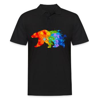 Splash of colour Polar Bear Colourful Polar Bear - Men's Polo Shirt - black - Front - Kai (181cm)