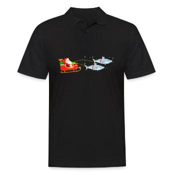 Santa Reindeer Shark - Männer Poloshirt - Schwarz - Vorne - Kai (181cm)
