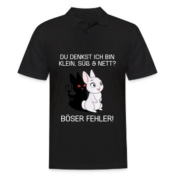 Du denkst ich bin klein lieb und nett Böser Fehler - Männer Poloshirt - Schwarz - Vorne - Kai (181cm)