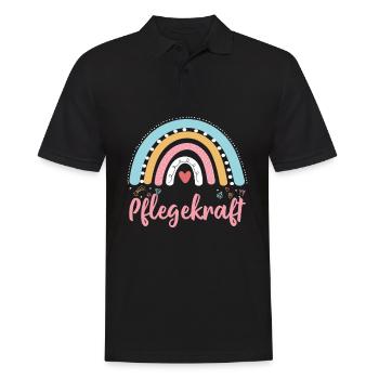 Pflegekraft Regenbogen Krankenschwester - Männer Poloshirt - Schwarz - Vorne - Kai (181cm)