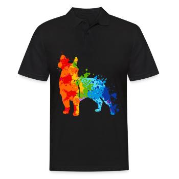 Éclaboussures de couleur colorées Français Bulldog - Polo Homme - noir - Devant - Kai (181cm)
