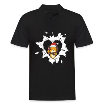 Lion with Christmas hat looks torn - Men's Polo Shirt - black - Front - Kai (181cm)