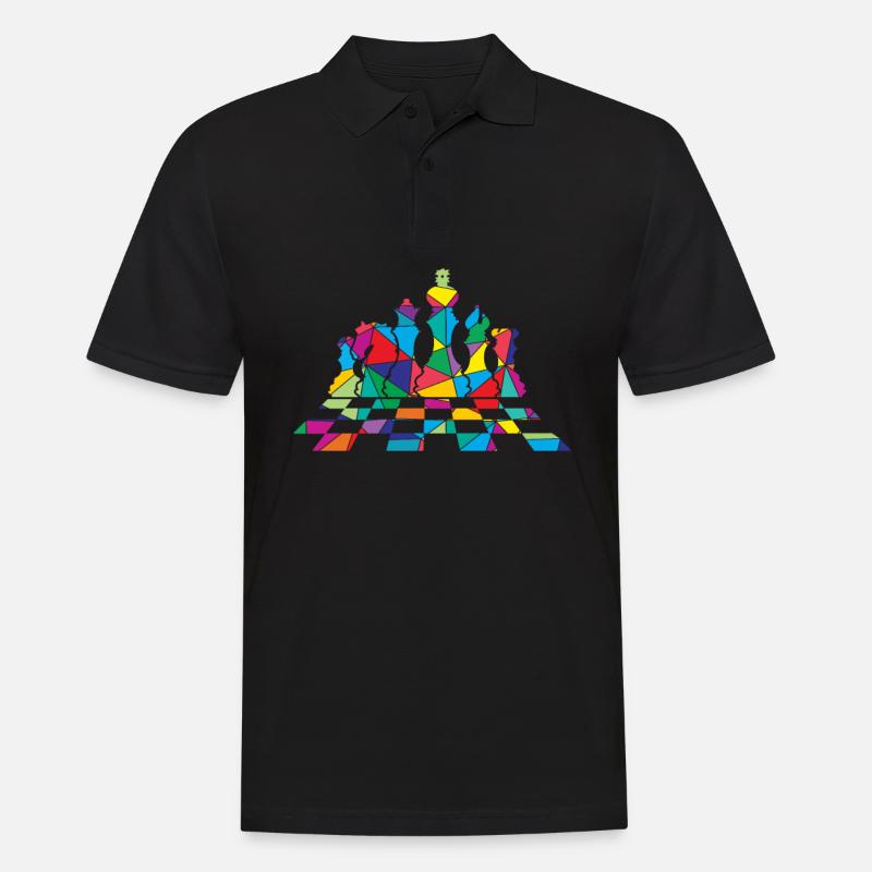 Low Poly Tischspiel Polygon Schach - Männer Poloshirt - Schwarz