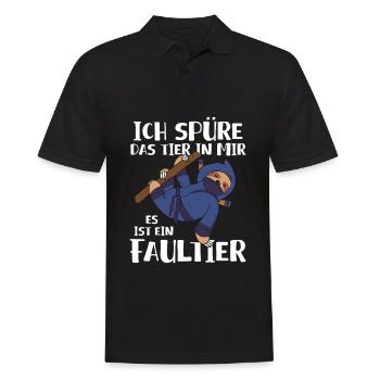 Ich Spüre Das Tier In Mir Es Ist Ein Faultier - Männer Poloshirt - Schwarz - Vorne - Kai (181cm)