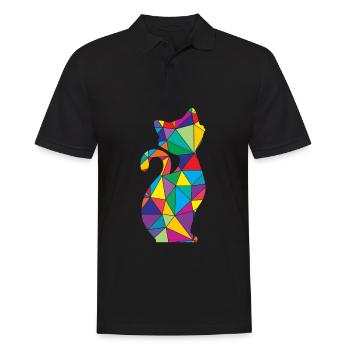 Cat Meow Polygon Cat Kitten - Men's Polo Shirt - black - Front - Kai (181cm)