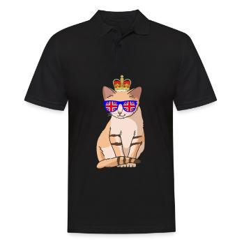 Süße Katze Queen Elizabeth II Britische Krone - Männer Poloshirt - Schwarz - Vorne - Kai (181cm)