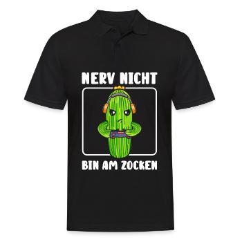 Nerv nicht bin am zocken Gamer Kaktus - Männer Poloshirt - Schwarz - Vorne - Kai (181cm)