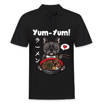 Japon Anime Bulldog Ramen Nouilles Chien Kawaii - Polo Homme - noir - Devant - Kai (181cm)