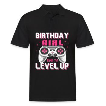 Birthday Girl Time To Level Up Gaming Birthday - Men's Polo Shirt - black - Front - Kai (181cm)