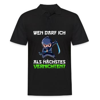 Wen Darf Ich Als Nächstes Vernichten Ninja Samurai - Männer Poloshirt - Schwarz - Vorne - Kai (181cm)