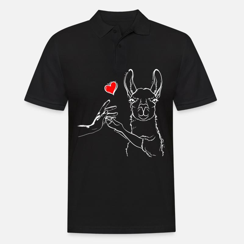 Lama Liebe High Five - Männer Poloshirt - Schwarz
