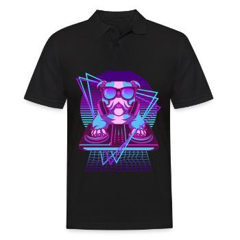 Party Musik Techno Hund Vaporwave DJ Bulldogge - Männer Poloshirt - Schwarz - Vorne - Kai (181cm)