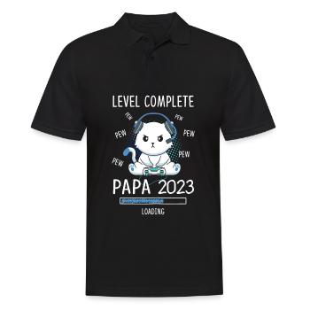 Level Complete PAPA 2023 Loading Gaming Cat - Männer Poloshirt - Schwarz - Vorne - Kai (181cm)