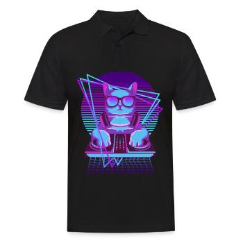 Party Music Techno Cats Vaporwave DJ Cat - Polo Homme - noir - Devant - Kai (181cm)