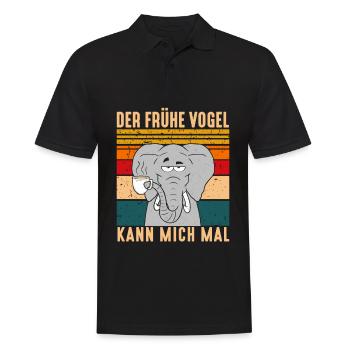 Der Frühe Vogel kann mich mal Elefant Kaffee - Männer Poloshirt - Schwarz - Vorne - Kai (181cm)