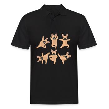 Yoga Französische Bulldogge Meditation Hund Yoga - Männer Poloshirt - Schwarz - Vorne - Kai (181cm)