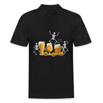 Skelett Bier Halloween Biertrinker Bier - Männer Poloshirt - Schwarz - Vorne - Kai (181cm)