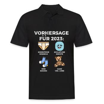 Werdende Eltern Vorhersage für 2023 Werdender Papa - Männer Poloshirt - Schwarz - Vorne - Kai (181cm)