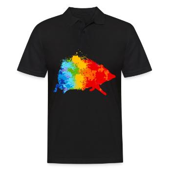 Igel Splash Art Tierliebhaber - Männer Poloshirt - Schwarz - Vorne - Kai (181cm)