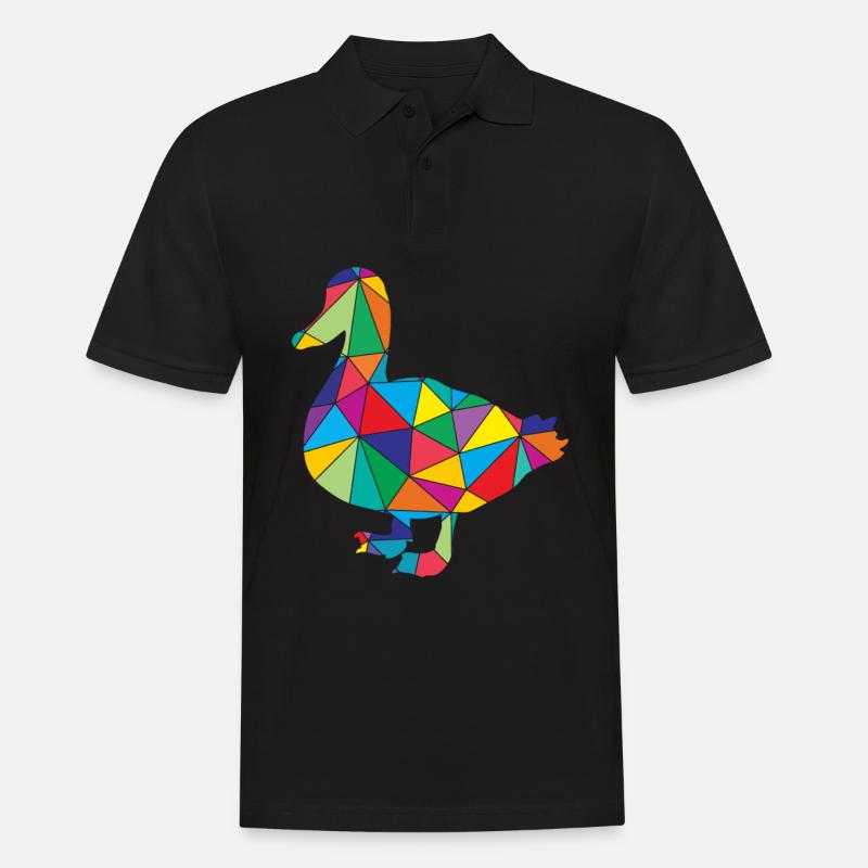 Ente Polygon Low Poly - Männer Poloshirt - Schwarz