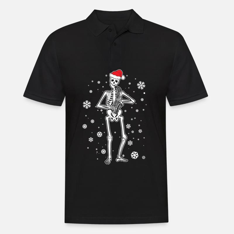 Skeleton Saxophone - Männer Poloshirt - Schwarz
