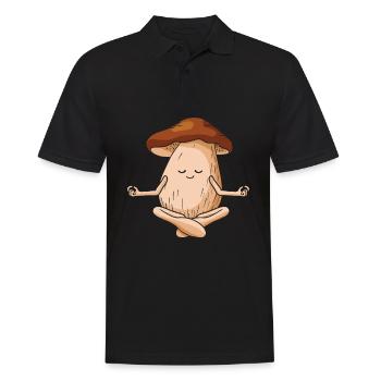 Namaste Champignon Méditation Yoga Pierre Champignon - Polo Homme - noir - Devant - Kai (181cm)