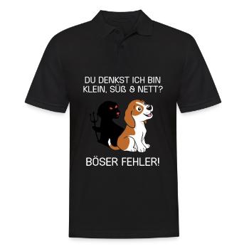 Du denkst ich bin klein lieb und nett Böser Fehler - Männer Poloshirt - Schwarz - Vorne - Kai (181cm)