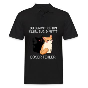 Du denkst ich bin klein lieb und nett Böser Fehler - Männer Poloshirt - Schwarz - Vorne - Kai (181cm)