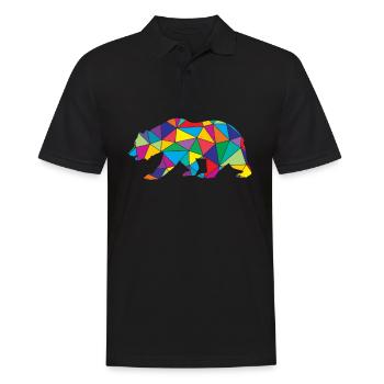 Bear Polygon Low Poly Wild Animal - Men's Polo Shirt - black - Front - Kai (181cm)