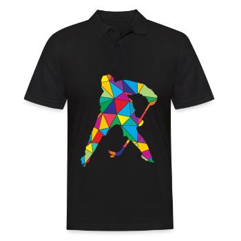 Eishockey Polygon Low Poly - Männer Poloshirt - Schwarz - Vorne - Kai (181cm)