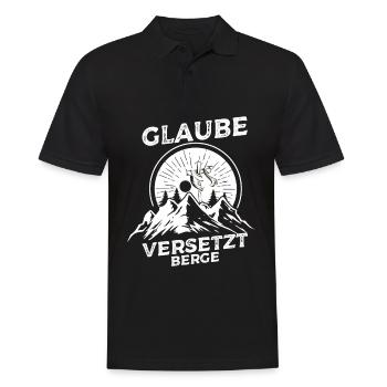 Glaube Versetzt Berge Religion Jesus Kreuz Gott - Männer Poloshirt - Schwarz - Vorne - Kai (181cm)