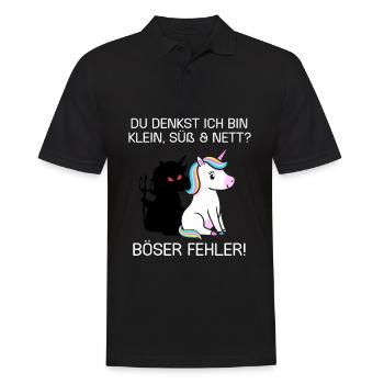 Du denkst ich bin klein lieb und nett Einhorn - Männer Poloshirt - Schwarz - Vorne - Kai (181cm)