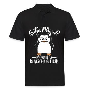 Pinguin Guten Morgen? Ich Glaub Es Klatscht Gleich - Männer Poloshirt - Schwarz - Vorne - Kai (181cm)