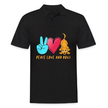 Peace Love Dogs Peace Sign Dog - Männer Poloshirt - Schwarz - Vorne - Kai (181cm)