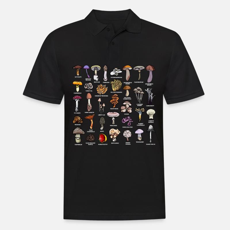 Champignons avec le nom collection de champignons - Polo Homme - noir