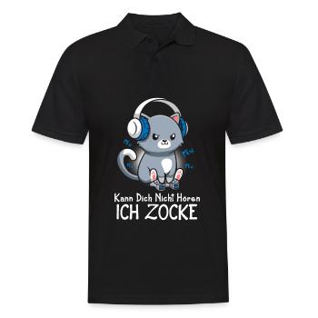 Kann Dich Nicht Hören Ich Zocke Gamer Katze - Männer Poloshirt - Schwarz - Vorne - Kai (181cm)