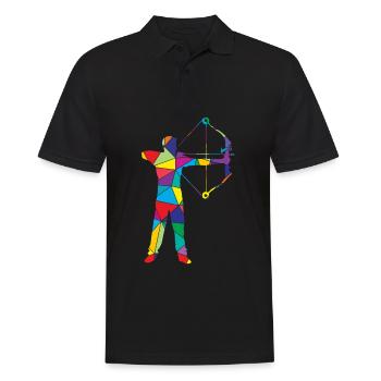Low Poly Bogenjäger Poly Bogenjagd - Männer Poloshirt - Schwarz - Vorne - Kai (181cm)