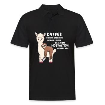 Kaffee erreicht Stellen Motivation Lama Faultier - Männer Poloshirt - Schwarz - Vorne - Kai (181cm)