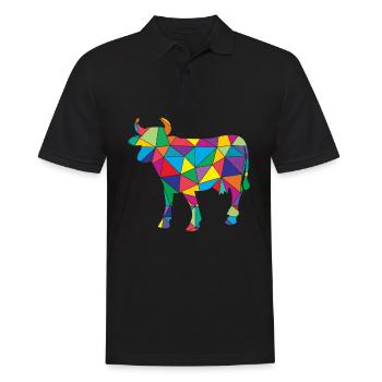 Vache à faible poly géométrie Polygone Vache - Polo Homme - noir - Devant - Kai (181cm)