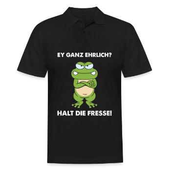 Ey ganz ehrlich? Halt die Fresse - Männer Poloshirt - Schwarz - Vorne - Kai (181cm)