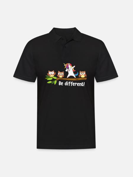 Be Different Dabbing Einhorn - Männer Poloshirt - Schwarz