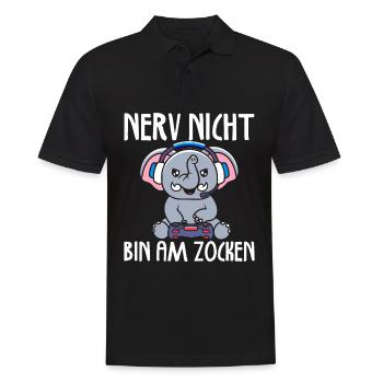 Nerv nicht bin am zocken Gamer Elefant - Männer Poloshirt - Schwarz - Vorne - Kai (181cm)