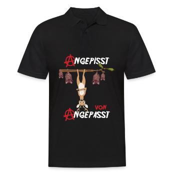 Angepisst von Angepasst Rebell Be Different Hirsch - Männer Poloshirt - Schwarz - Vorne - Kai (181cm)