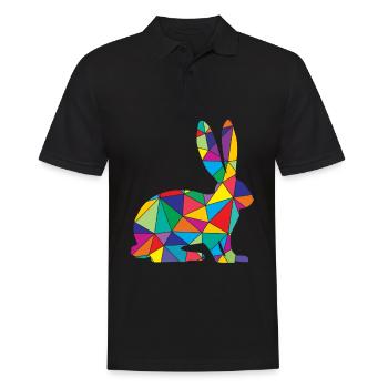 Low Poly Rabbit Géométrie Polygone Lapin - Polo Homme - noir - Devant - Kai (181cm)