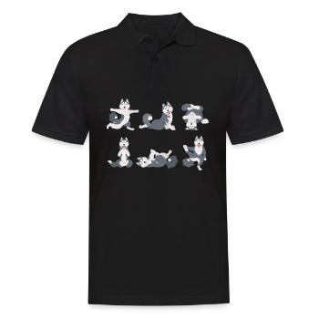 Yoga Husky Meditation Dog fait des exercices de yoga - Polo Homme - noir - Devant - Kai (181cm)