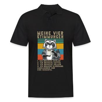 Waschbär Meine Vier Stimmungen Schlaf Kaffee - Männer Poloshirt - Schwarz - Vorne - Kai (181cm)