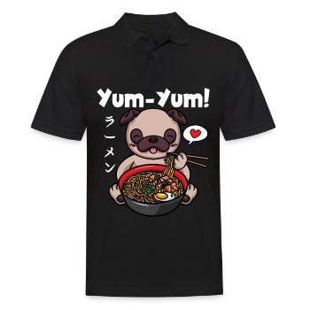 Yum Yum Japan Anime Ramen Noodle Pug - Men's Polo Shirt - black - Front - Kai (181cm)