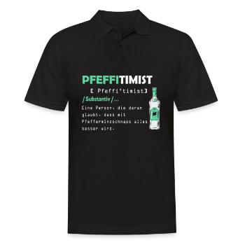 Pfeffitimist Blutgruppe Pfeffi Pfefferminzlikör - Männer Poloshirt - Schwarz - Vorne - Kai (181cm)