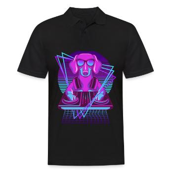 Vaporwave Dackel DJ Pult Dachshund - Männer Poloshirt - Schwarz - Vorne - Kai (181cm)