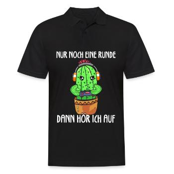 Nur Noch Eine Runde Zocken Gamer Kaktus - Männer Poloshirt - Schwarz - Vorne - Kai (181cm)
